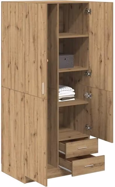 Berkfield Home Artisan Oak Wardrobe in Brown, W/D/H: 80 x 52 x 180 cm – 1