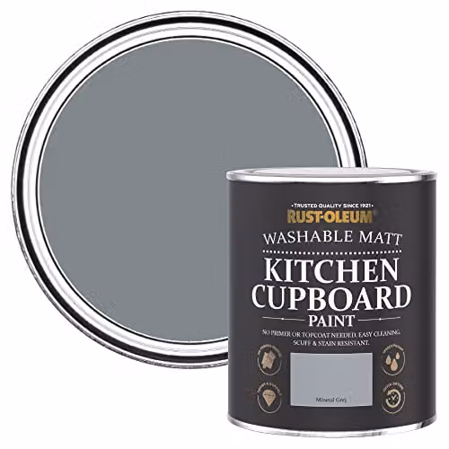 Rust-Oleum Water Based Kitchen Cupboard Paint in Matt Mineral Grey, 750ml