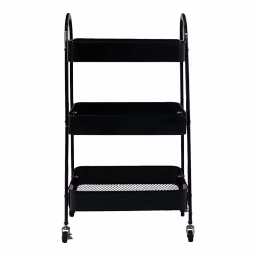 Libbi Lou 3 Tier Metal Kitchen Trolley on Wheels, White or Black, H 79 x W 44 x D 30 cm – 1
