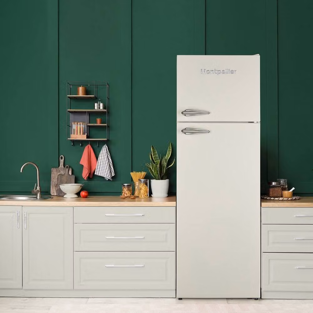 Montpellier MAB346EC Retro Top Mount Fridge Freezer, Beige, 312l, W/D/H: 59.8 x 59.5 x 175 cm – 2