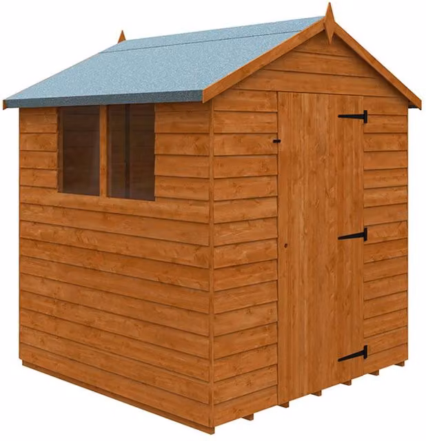 Buttercup Farm Budget Apex 9mm Wooden Garden Shed in Orange with Single Door and Window, W: 183 cm, D: 183 cm, H: 218 cm