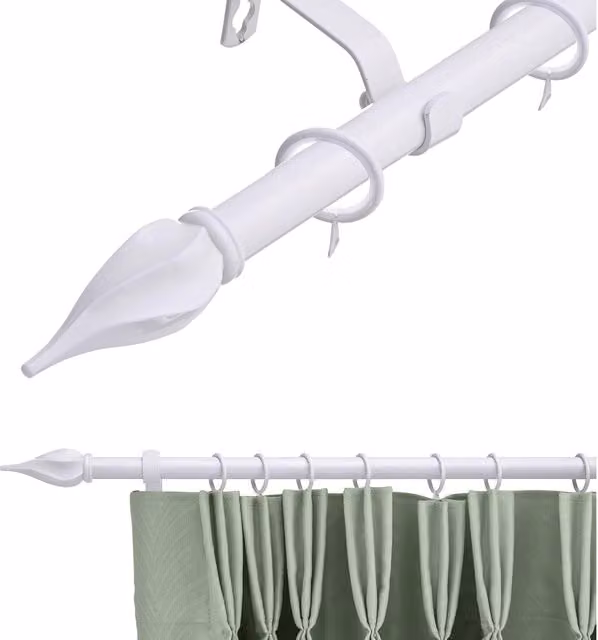 Lister Cartwright White Metal Extendable Curtain Pole Rod for Voiles, 120 - 210 cm