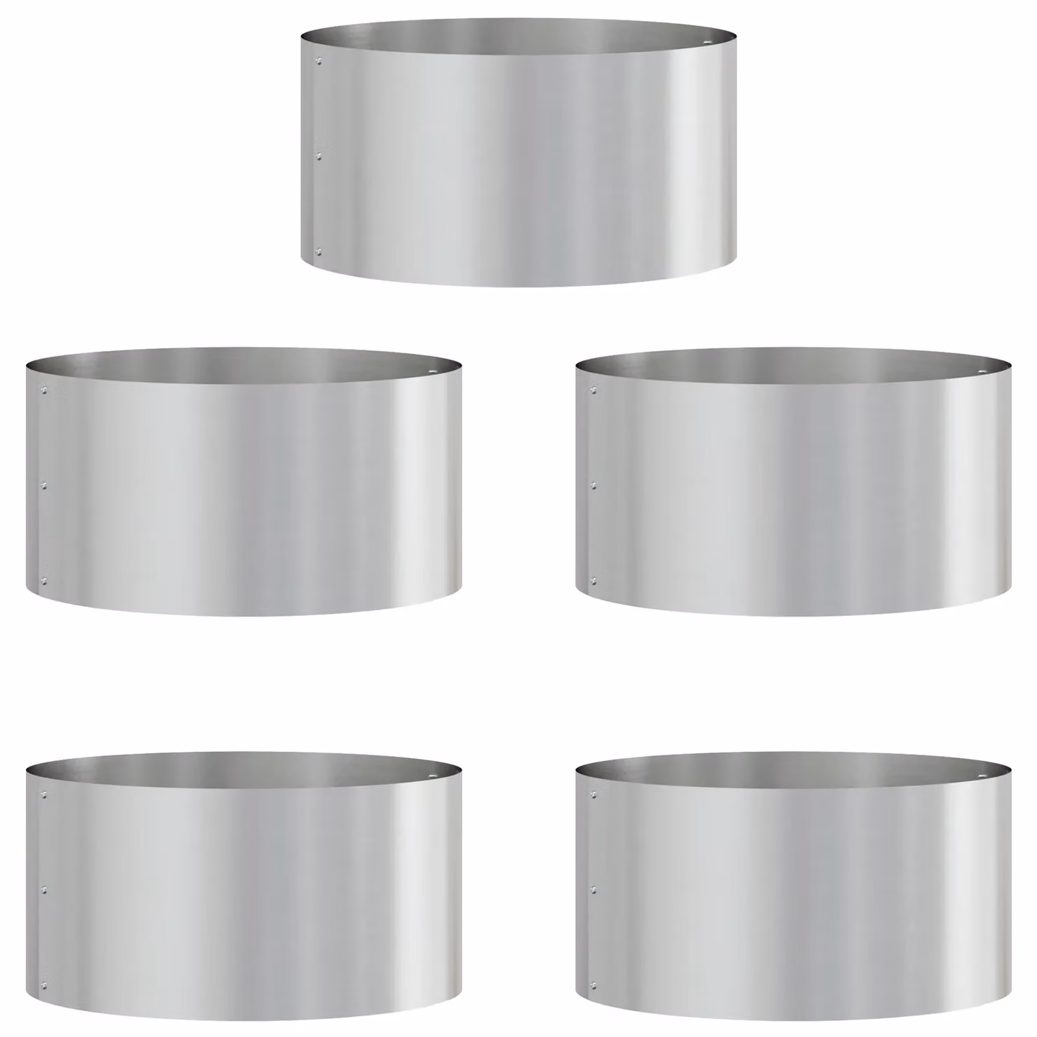 Berkfield Home Galvanised Steel Planter Set in Silver, Diameter: 40 cm – 2