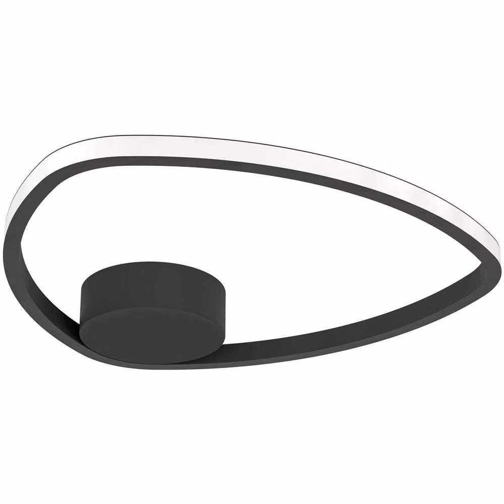 Loops Modern Black LED Ring Ceiling Light with Included Bulb – 2
