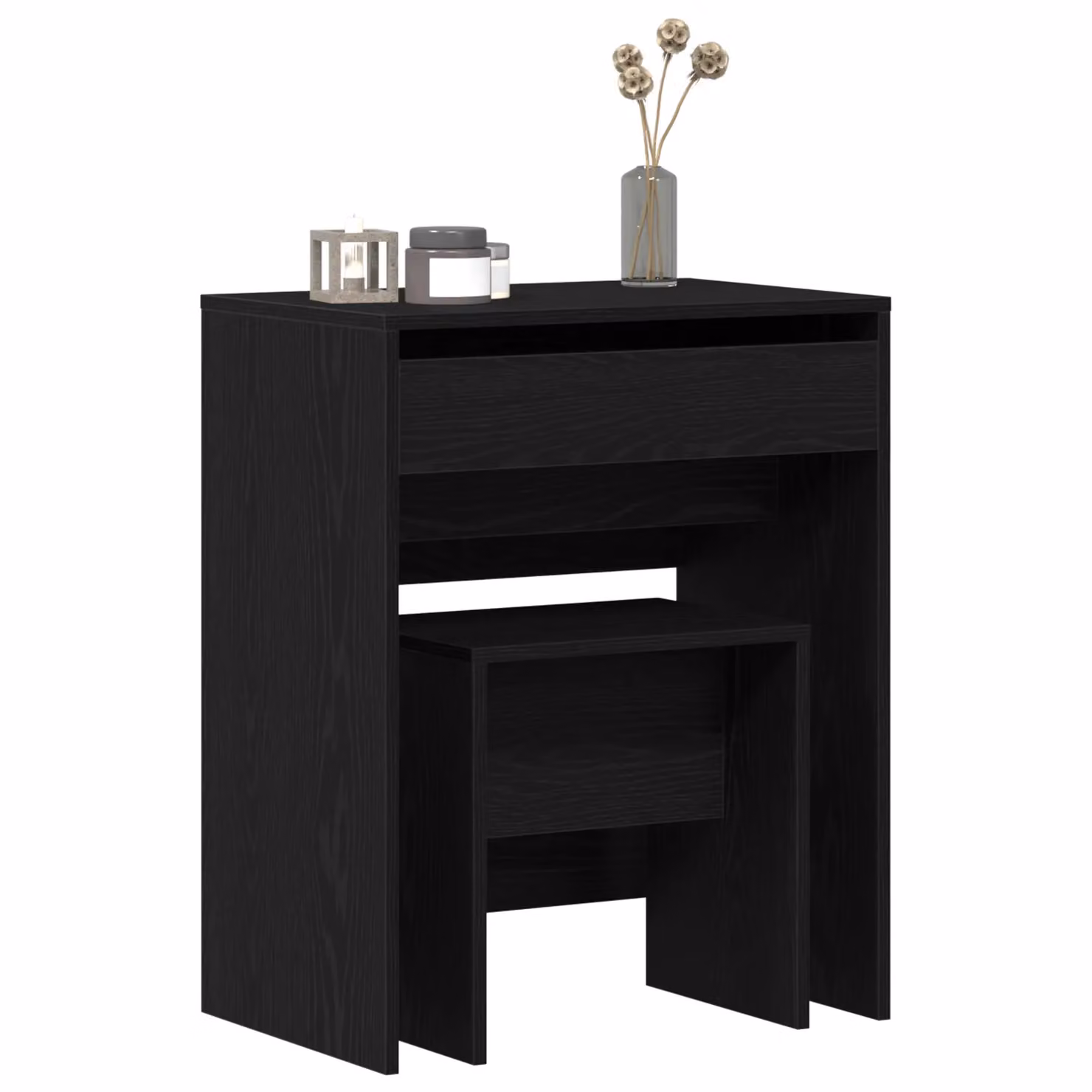Berkfield Home Minimalist Dressing Table with Mirror in Black Oak Matt Engineered Wood – 3