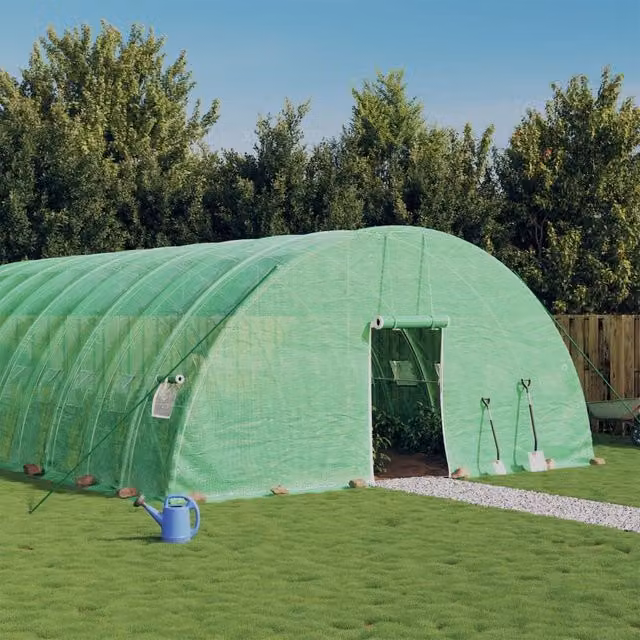 Berkfield Home Green Steel Frame Greenhouse with Plastic Windows, W/D/H: 10 x 6 x 2.85 m – 1