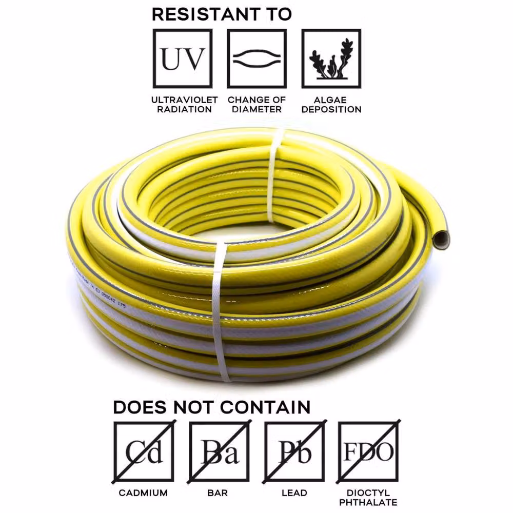 FLAVORA Reinforced Yellow Garden Hose Pipe, 50m – 6