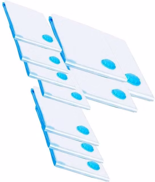 NESTLUNE 10-Piece Mixed Size Vacuum Storage Bag Set in Transparent Plastic, Width: 50 cm