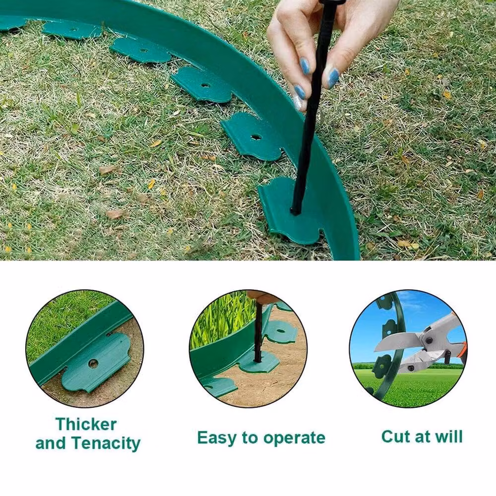 FLAVORA Green Plastic Grass Lawn Path Edge Pathway – 3
