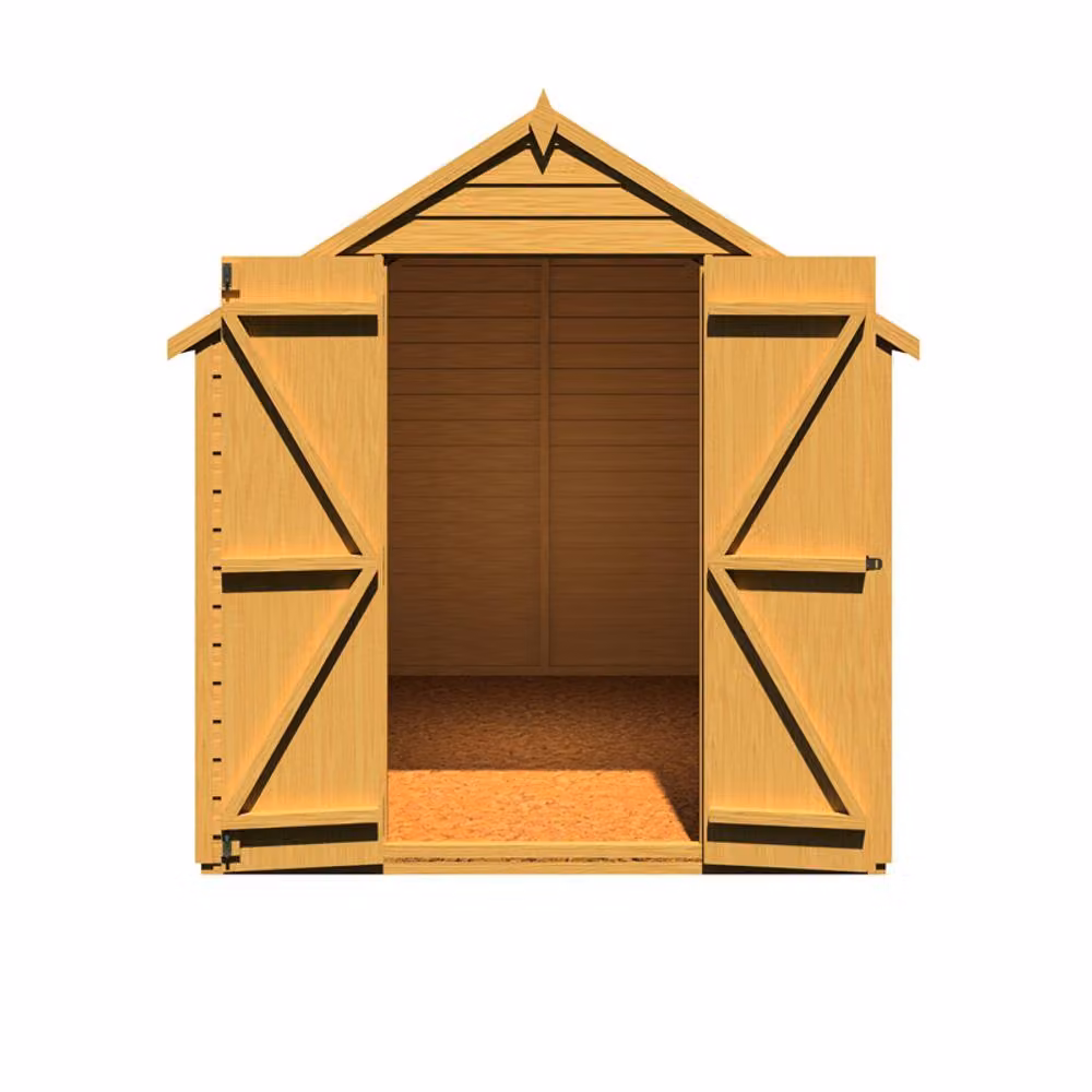 Shires Overlap Double Door Wood Garden Shed in Light Brown, W/D/H: 239.4 x 182.8 x 205.6 cm – 3
