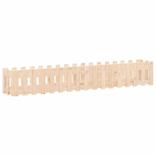 vidaXL Beige Wooden Raised Garden Bed with Fence Design, W/D/H: 200 x 30 x 30 cm