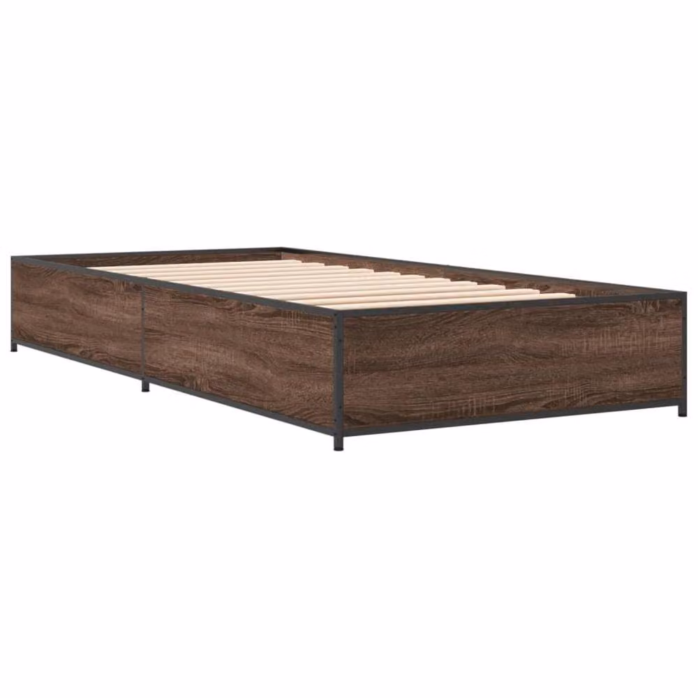 Berkfield Home Bed Frame in Brown Oak, W: 100 cm, L: 200 cm – 3