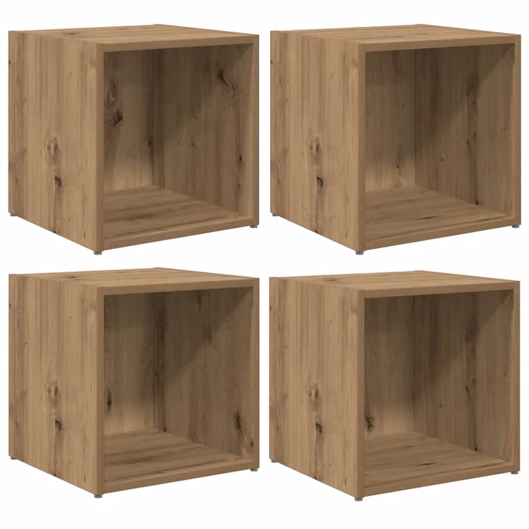 Berkfield Home Artisan Oak TV Cabinets, 4 Piece Set in Brown, W/D/H: 37 x 35 x 37 cm