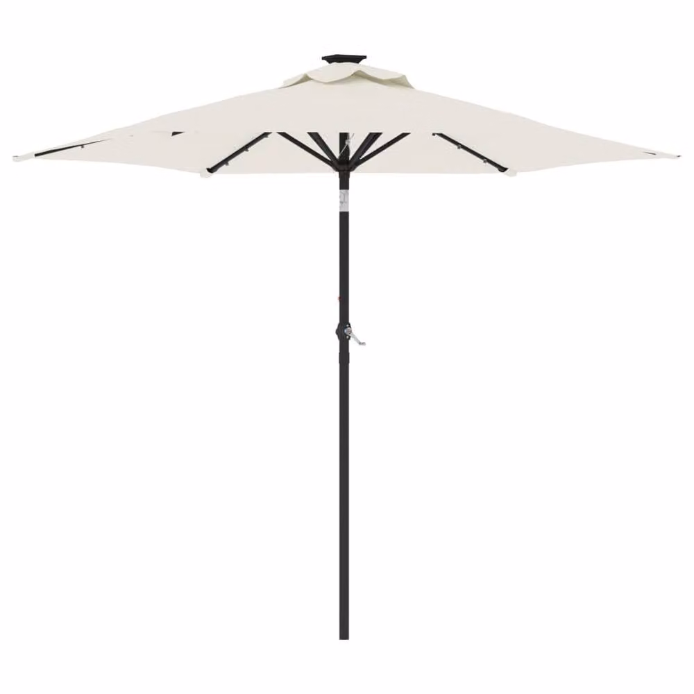 Berkfield Home Garden Parasol with LEDs and Steel Pole, White, W/D/H: 225 x 225 x 212 cm – 2