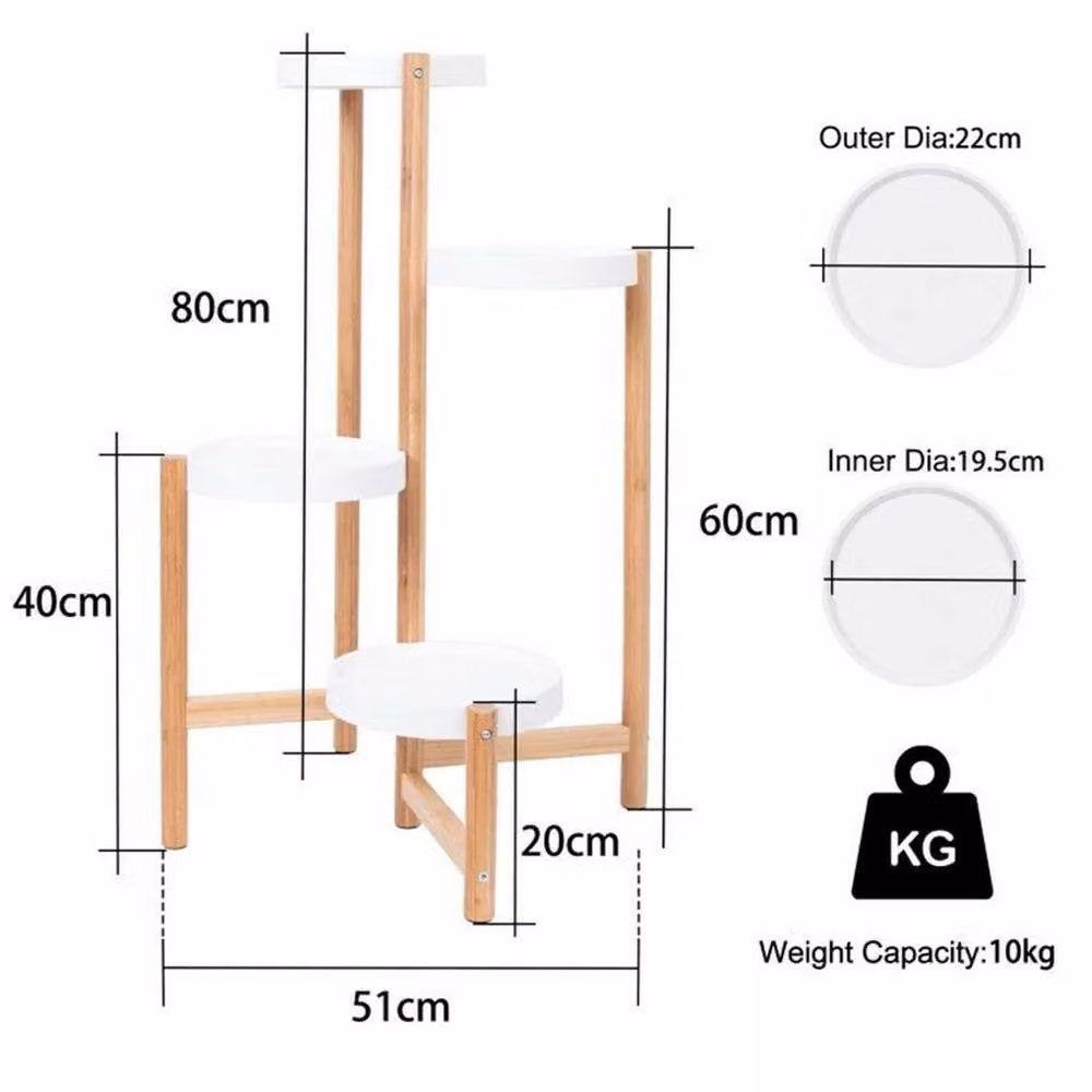 Kelvenix 4 Tier Brown Wood and Bamboo Plant Pot Stand for Indoor and Outdoor Use – 2