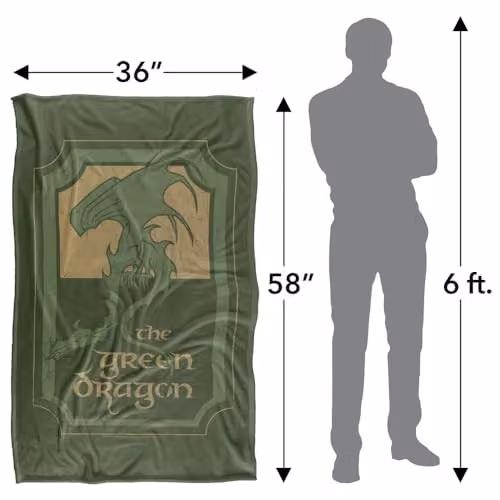 Warner Bros. Lord of the Rings Green Dragon Tavern Super Soft Fleece Throw Blanket, Green and Multicolour, W: 91 cm x D: 147 cm – 4