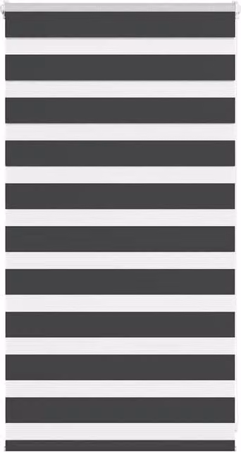 Berkfield Home Zebra Blind in Black, W: 90 cm, H: 100 cm, Polyester Fabric