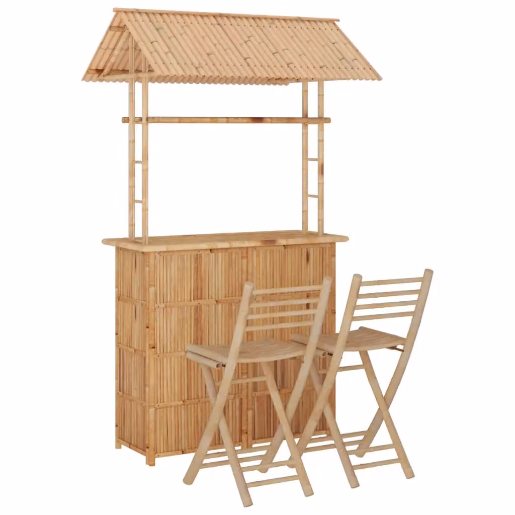 Berkfield Home 3 Piece Bamboo Bar Set in Brown – 2