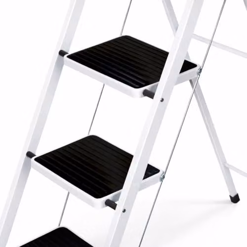 Oypla 4 Step Foldable Steel Stepladder with Non-Slip Rubber Feet, White – 5