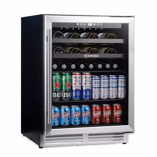 Subcold Integra60 Integrated Undercounter Wine Cooler with Compressor Cooling and LED Light, Stainless Steel, W/D/H: 59.5 x 57.5 x 82.6 cm