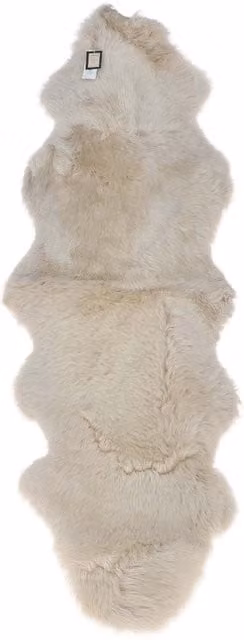 Fenland England Lenen Double Australian Sheepskin Rug in White and Beige