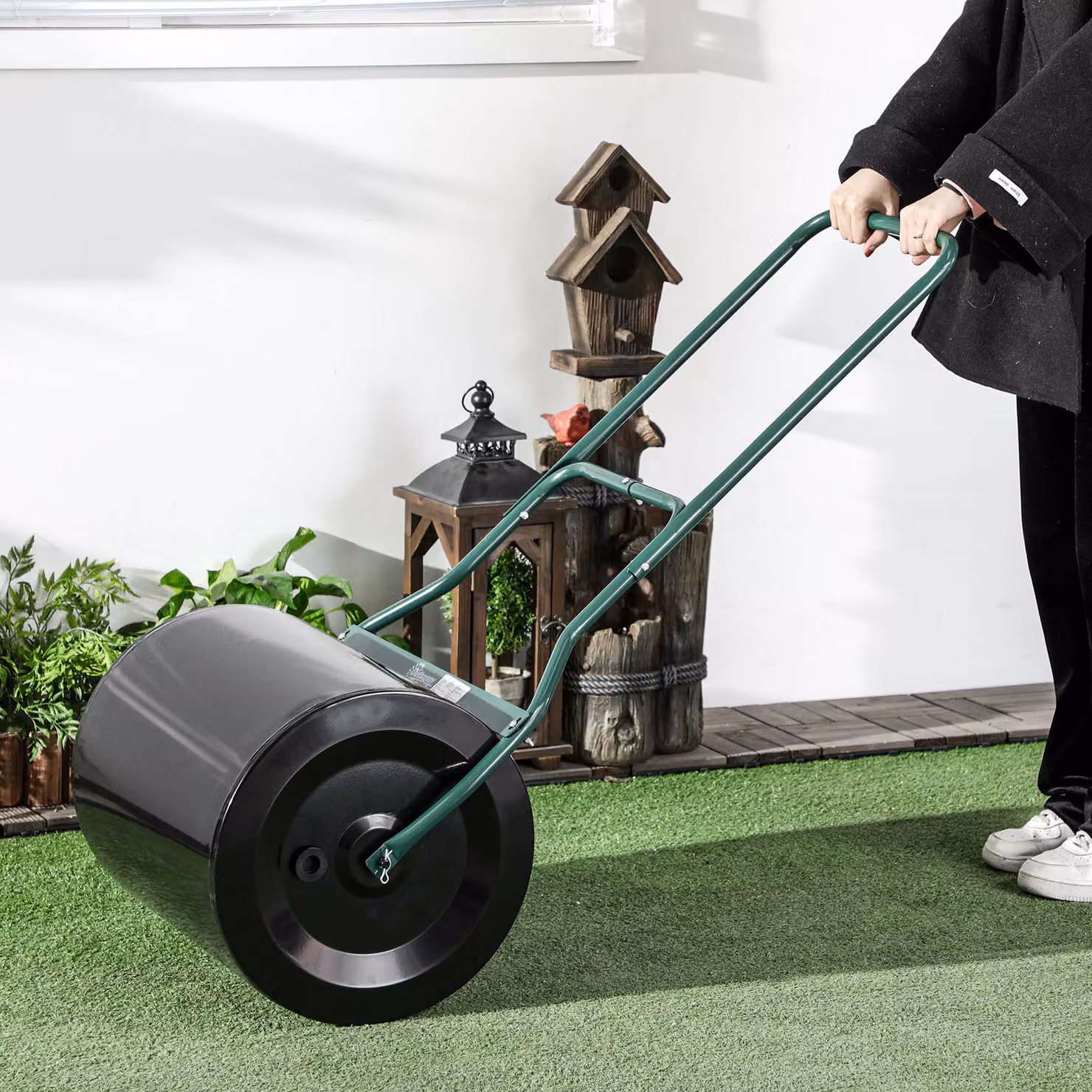 Outsunny Steel Garden Lawn Roller with Fillable Cylinder and Handle, Diameter: 50 cm – 3