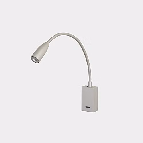 LEDS C4 Netlighting Rectangular LED Bed Reading Wall Light with Adjustable Arm in Grey and Silver, 2.2W, 3000K, IP20