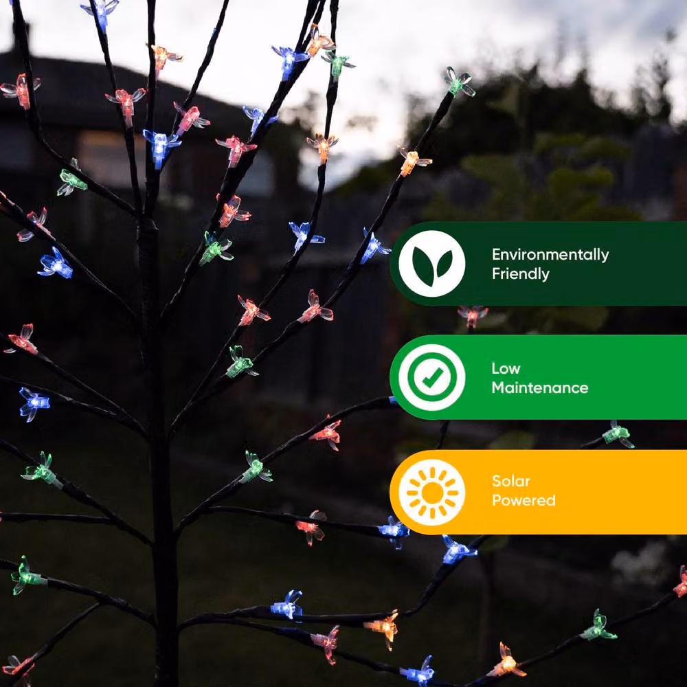 Gardenwize Solar Powered Multicolour LED Cherry Flower Tree Stake Light with Dusk Sensor, Height: 120 cm – 3