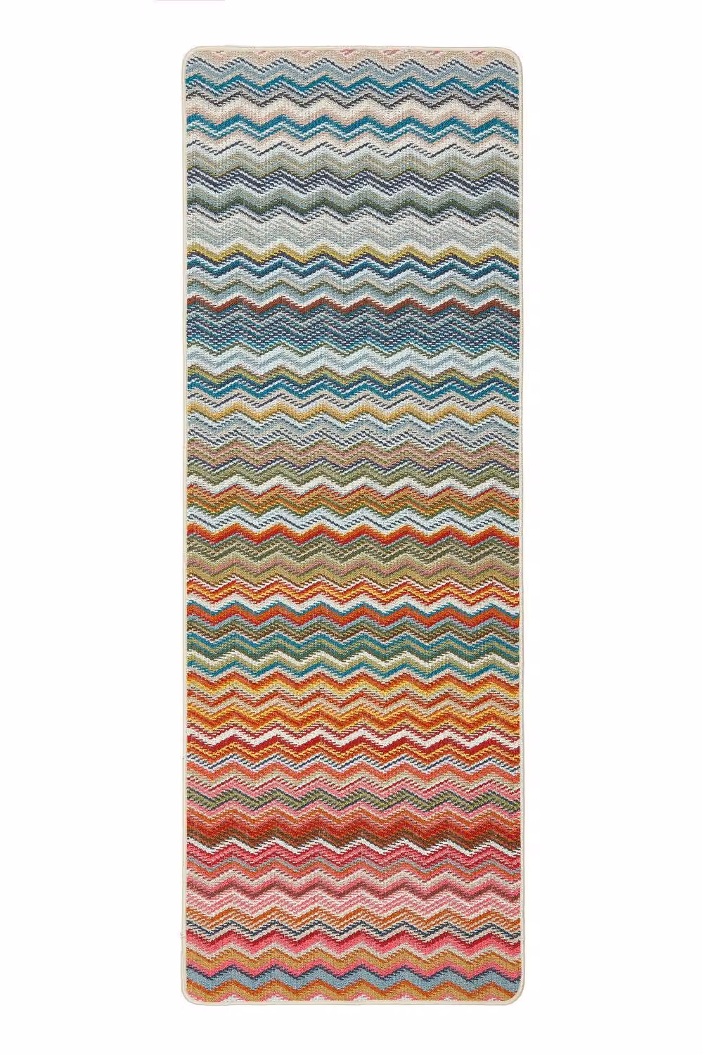 My Mat Candy Rainbow Zig Zag Stain Resistant Multicolour Striped Rug, W: 67 cm, L: 200 cm – 2