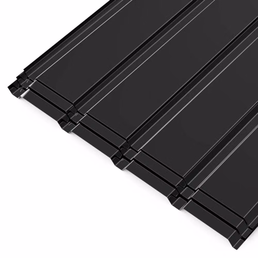 SPETLEK 3-Piece Galvanised Corrugated Metal Roof Sheets in Black, W: 52 cm, L: 1000 cm – 6