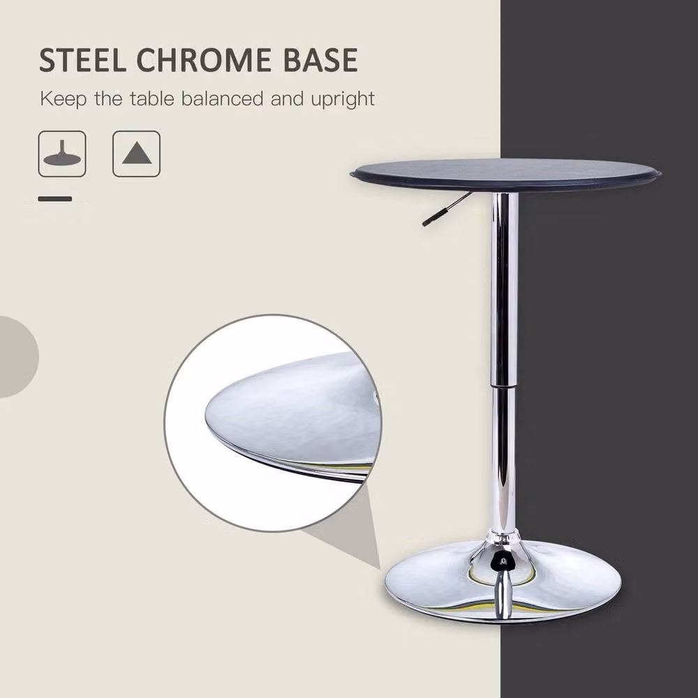 NESTLUNE Round Swivel Bistro Bar Table in Black with Rotating Top and Height Adjustable Central Column – 3