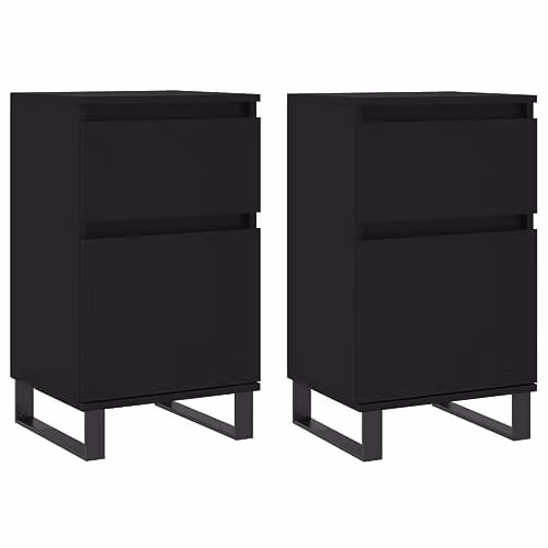 vidaXL Set of 2 Modern Black Sideboards in Engineered Wood, W/D/H: 40 x 35 x 70 cm