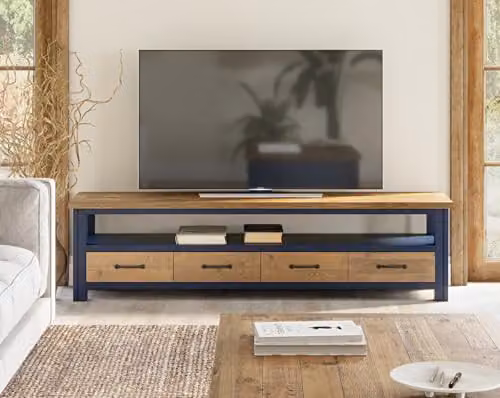Baumhaus Splash of Blue Super Sized Widescreen Television Cabinet in Blue Wood, W/D/H: 170 x 40 x 47 cm – 2
