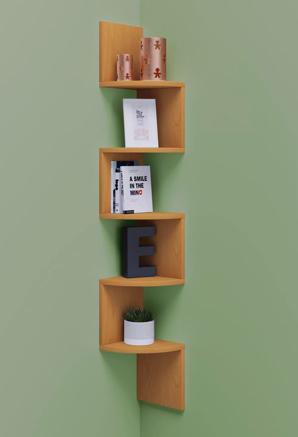 VCM Mintis Beech Wood Corner Wall Shelf for CD and DVD Storage – 2
