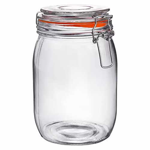 Argon Tableware Transparent Glass Jars with Airtight Metal Clip Lids and Chalkboard Stickers, 1000ml, 3 Pack – 3