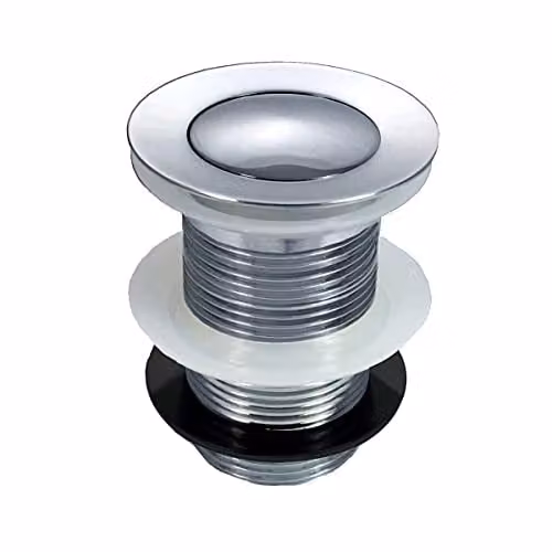 Nes Home Modern Push Button Unslotted Basin Waste Plug in Silver Chrome
