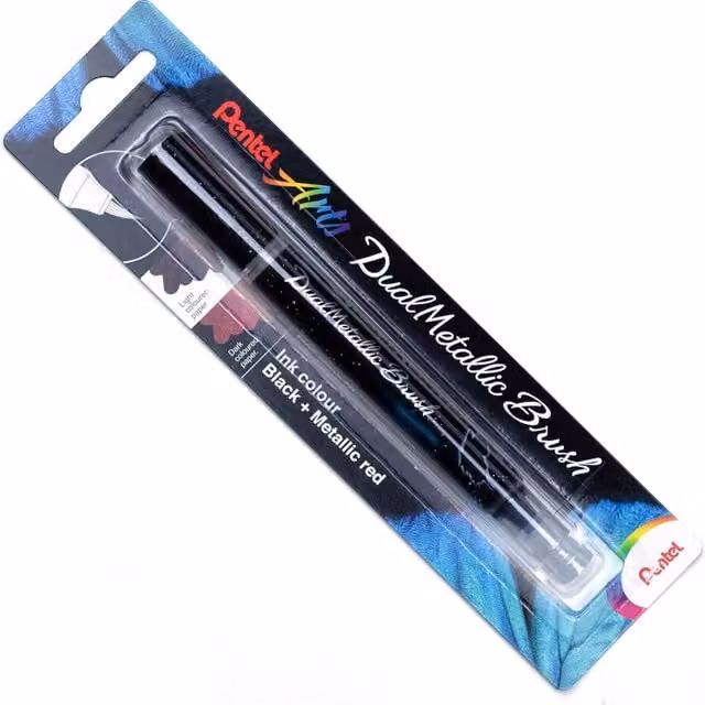 Pentel Arts Dual Metallic Brush Pen with Black and Metallic Red Ink