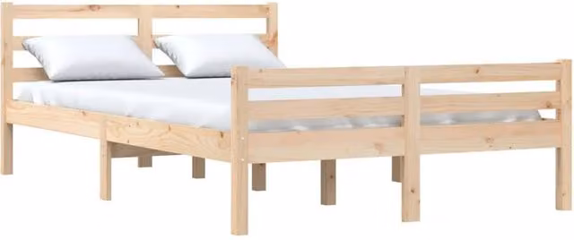 Berkfield Home Beautiful Solid Wood Pine Bed Frame, Beige, W/D/H: 150 x 200 x 69.5 cm