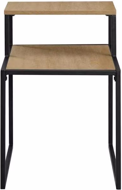 ERGOVEXA Set of 2 Coastal Oak Wood 2-Tier Side Tables and Nightstands – 1