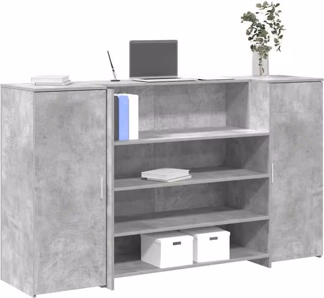 Berkfield Home Reception Desk in Concrete Grey, Engineered Wood, W/D/H: 180 x 50 x 103.5 cm