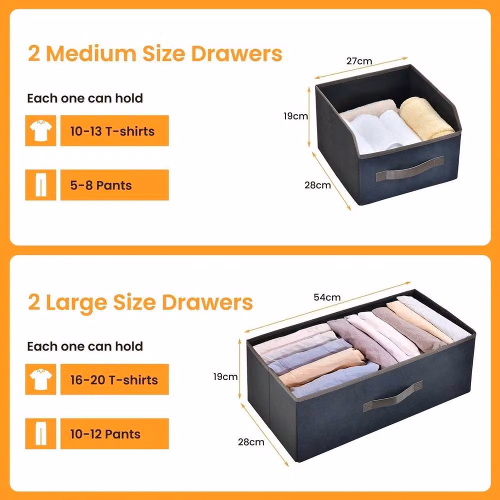 SPETLEK Brown Fabric Storage Organizer Chest of Drawers for Bedroom – 4