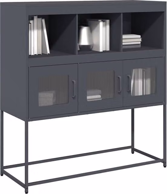 Berkfield Home Anthracite and Black Industrial Sideboard in Matt Cold-rolled Steel, W/D/H: 100.5 x 39 x 107 cm – 1