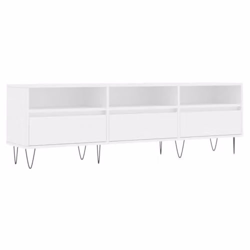 vidaXL Modern White TV Cabinet in Engineered Wood, W/D/H: 150 x 30 x 44.5 cm – 1