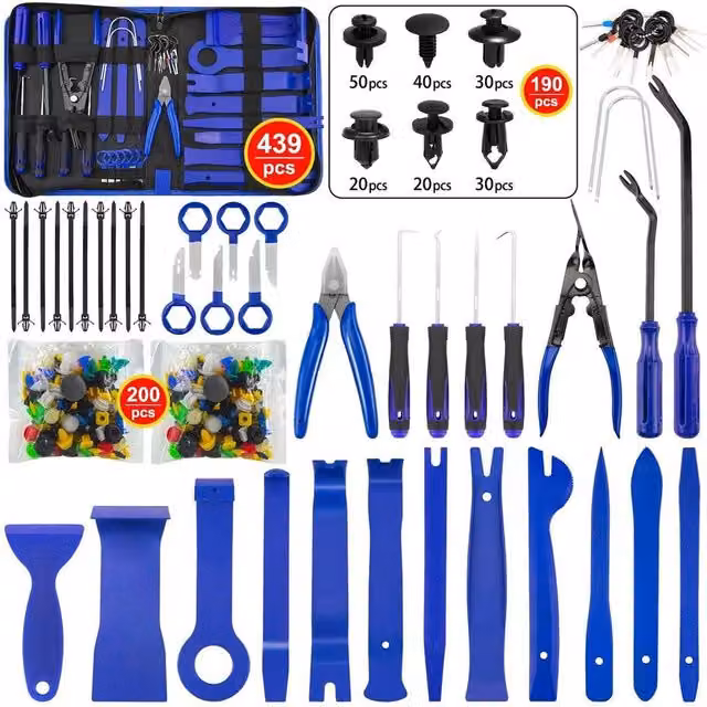 SPETLEK 439-Piece Blue Plastic Car Trim Removal and Panel Pry Tool Kit, W/D/H: 100 x 40 x 4 cm – 1