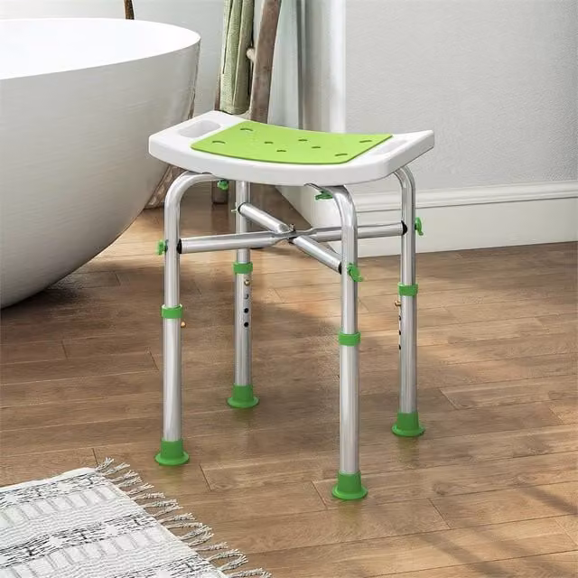 EONLION Adjustable Green Shower Chair and Stool for Seniors