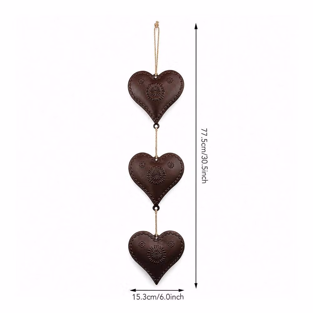 VOGREX 3-Piece Brown Metal Heart Wall Decor Hanging Ornaments for Christmas, Weddings and Parties – 2