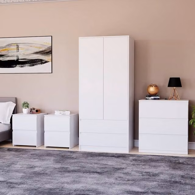 Vida Designs Modern White 4 Piece Bedroom Set
