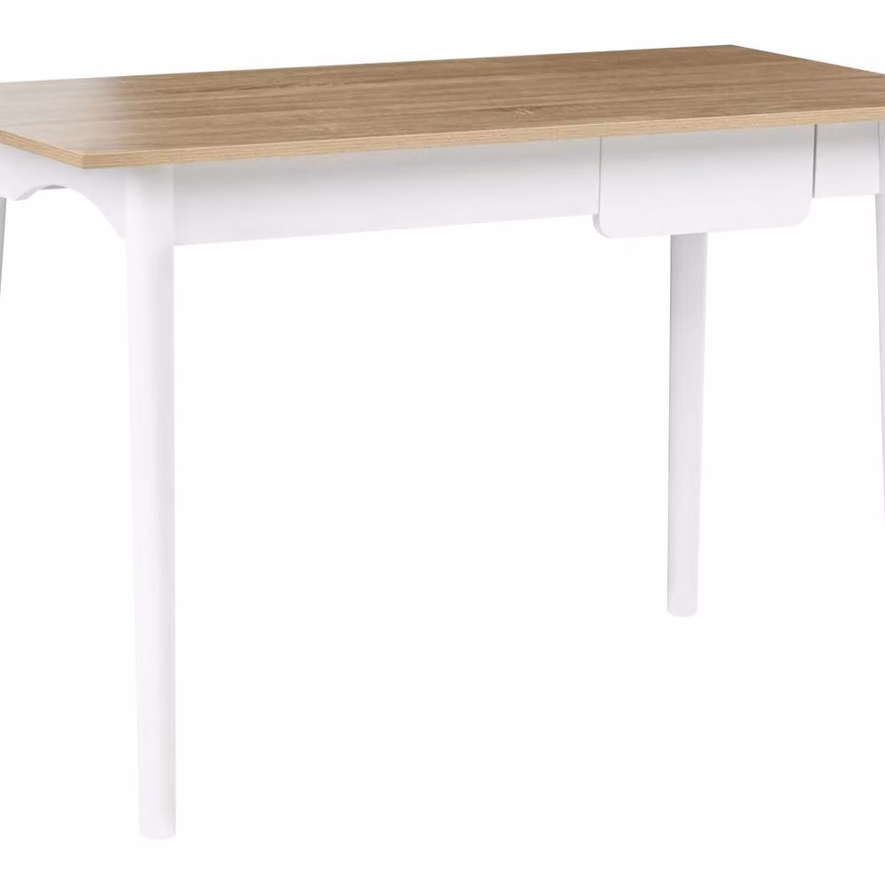 Wyld and Coco Modern Writing Desk in White and Brown, W/D/H: 120 x 60 x 76 cm – 2