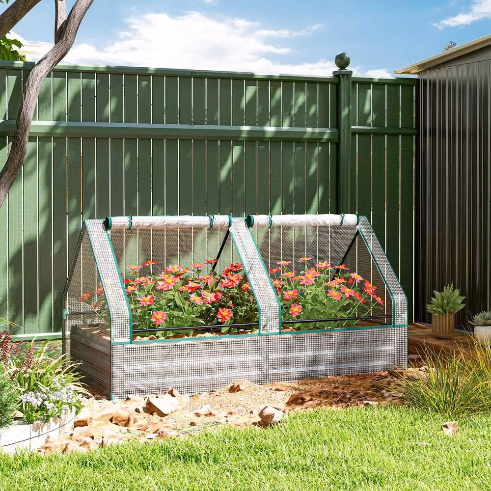 STILVORA Raised Garden Bed with Cover and Open Base in Transparent for Herb and Vegetable Gardens, W/D/H: 95.0 x 29.5 x 29.5 cm – 2