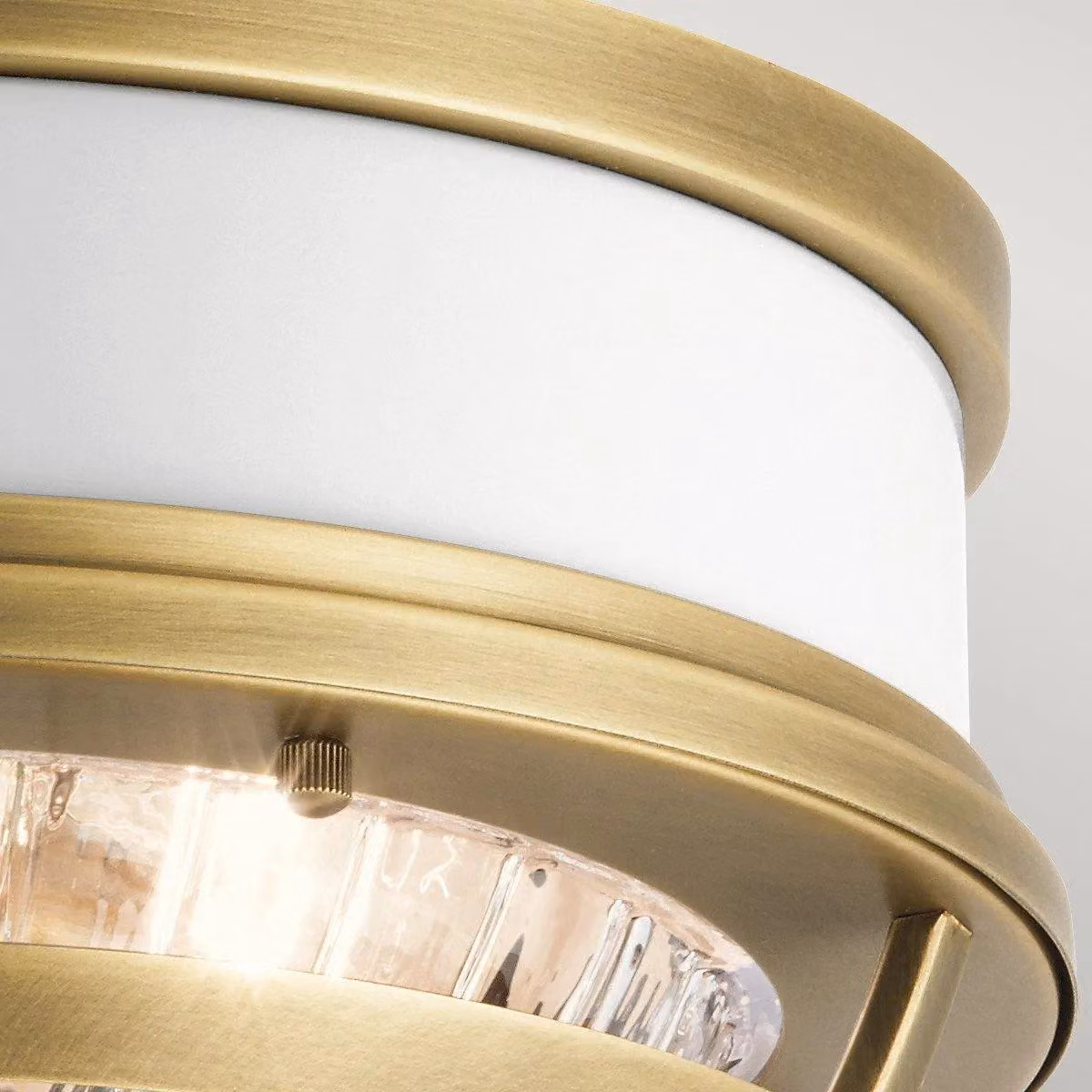Kichler Tollis Bowl Semi Flush Ceiling Light in Natural Brass and White Glass – 2